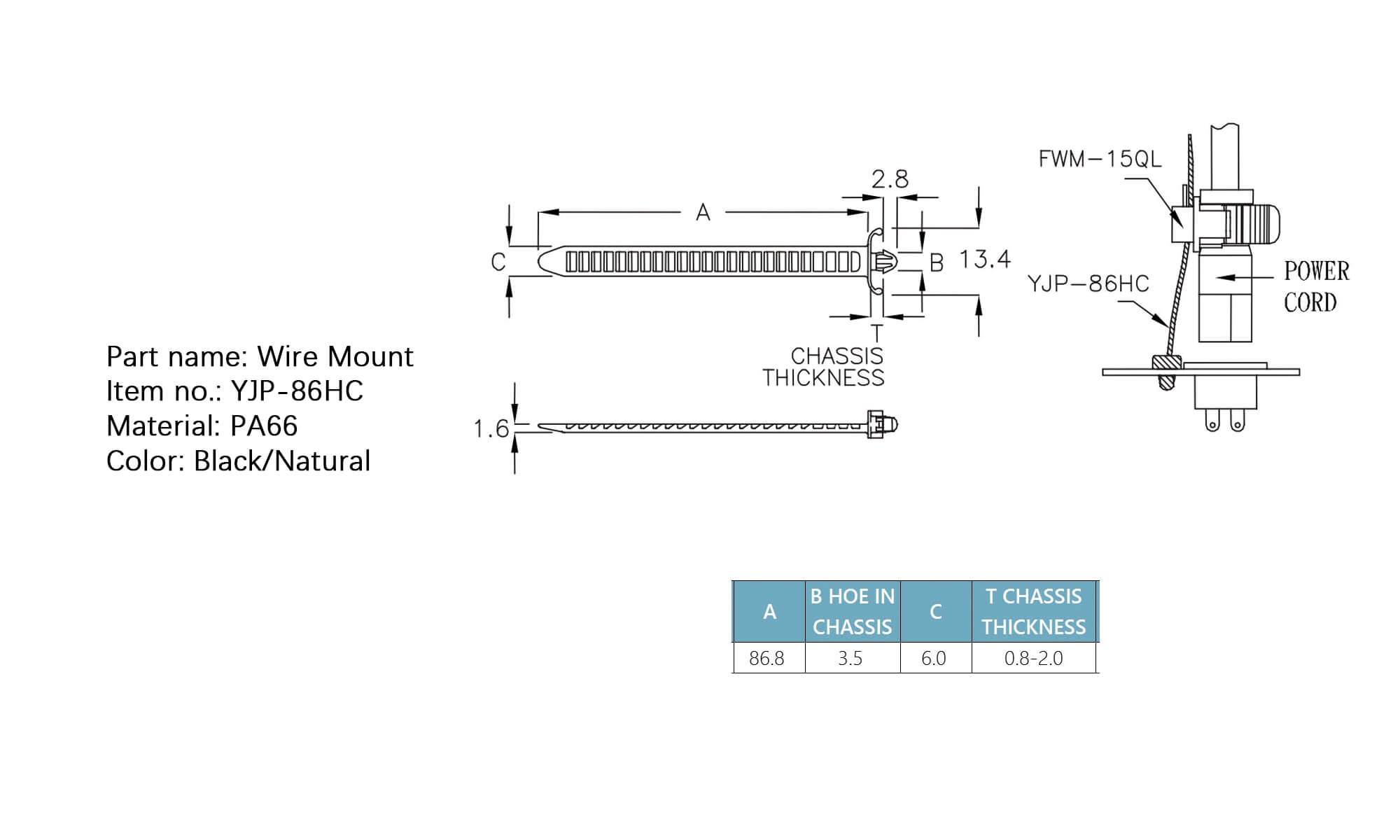 Plastic Wire Mount YJP-86HC